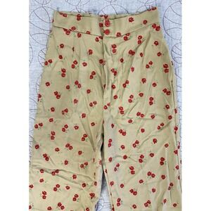 VTG 70s High Waisted Wide Leg Pants Genie Zipper Floral Embroidered Pants / Sz 9